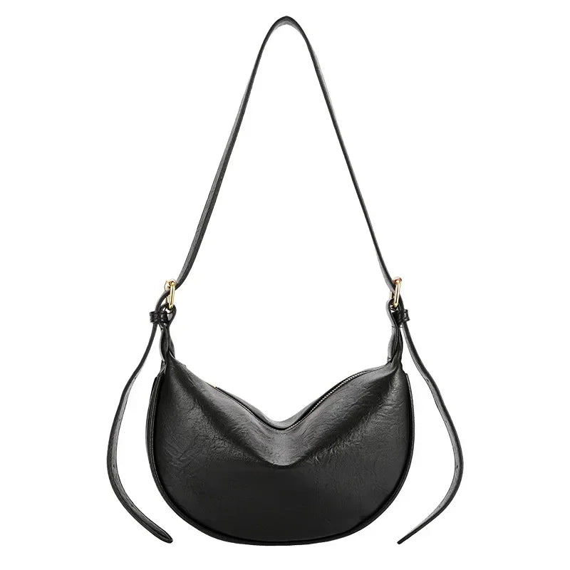 Imine - Sac Demi-Lune, sac femme élégant au design épuré avec forme arrondie et bandoulière ajustable, couleur noir
