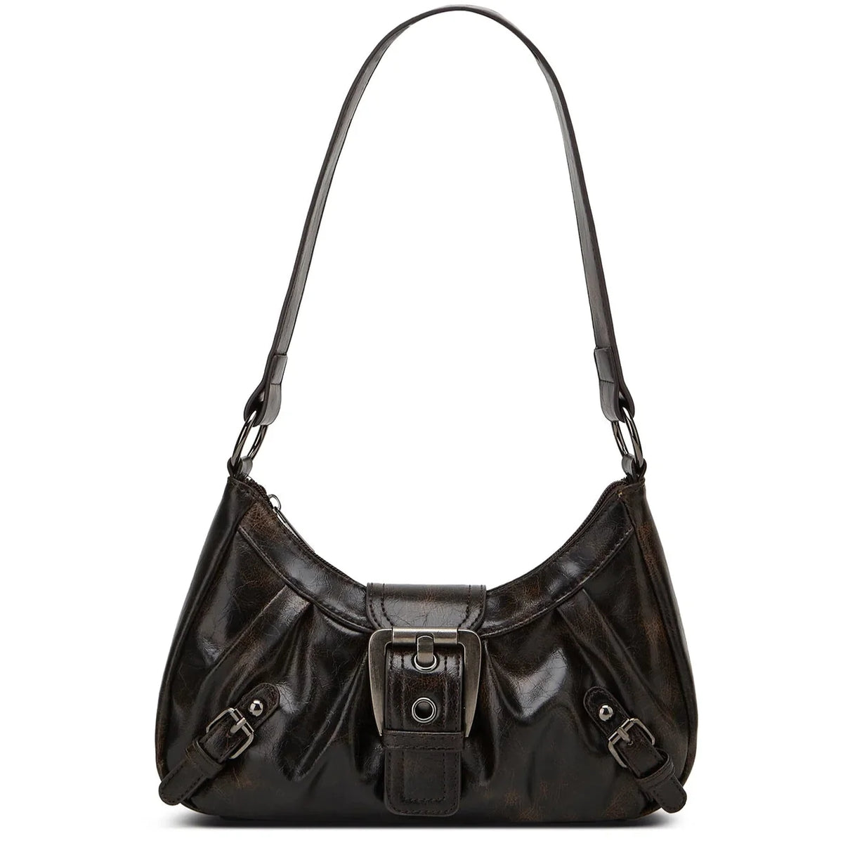KARINA - Petit Sac à Main en Cuir Rétro Café, format compact en cuir pour téléphone, porte-cartes, clés et rouge à lèvres