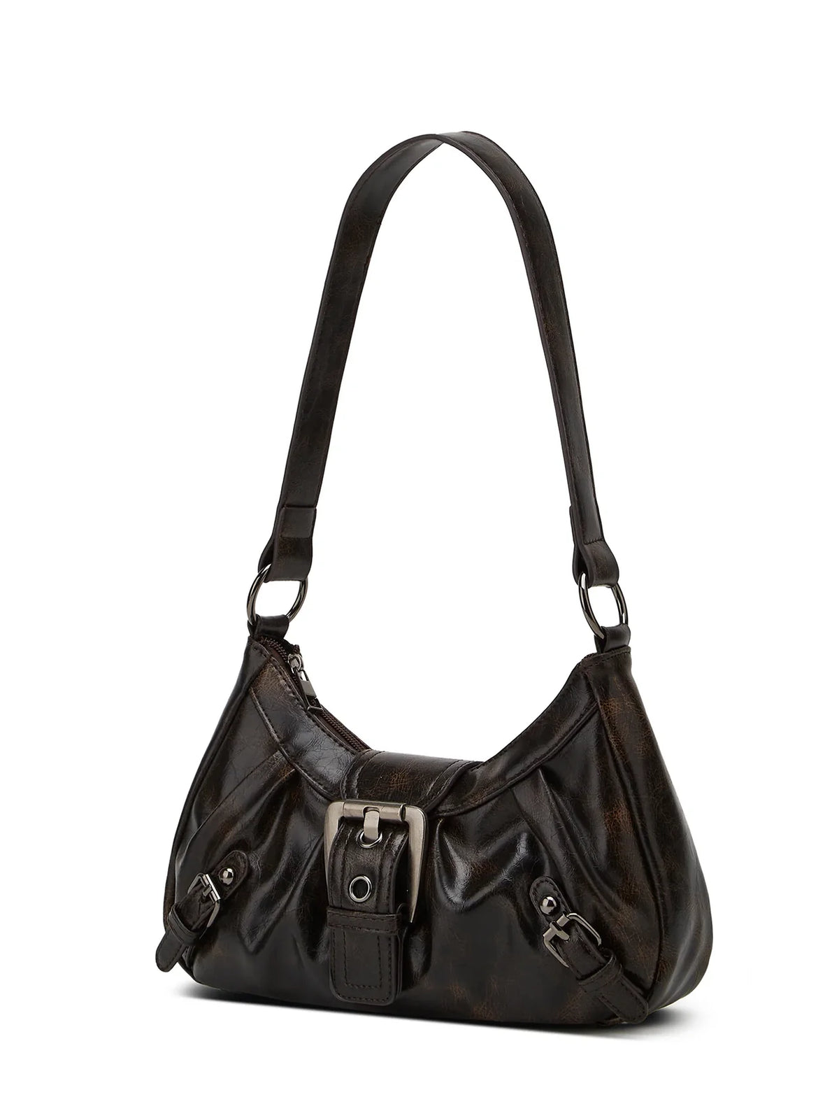 KARINA - Petit Sac à Main en Cuir Rétro café, format compact en cuir pour téléphone, porte-cartes, clés et rouge à lèvres, vue de profil