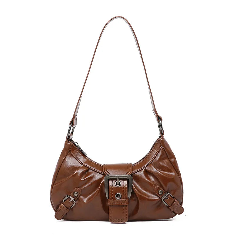 KARINA - Petit Sac à Main en Cuir Rétro Marron, format compact en cuir pour téléphone, porte-cartes, clés et rouge à lèvres