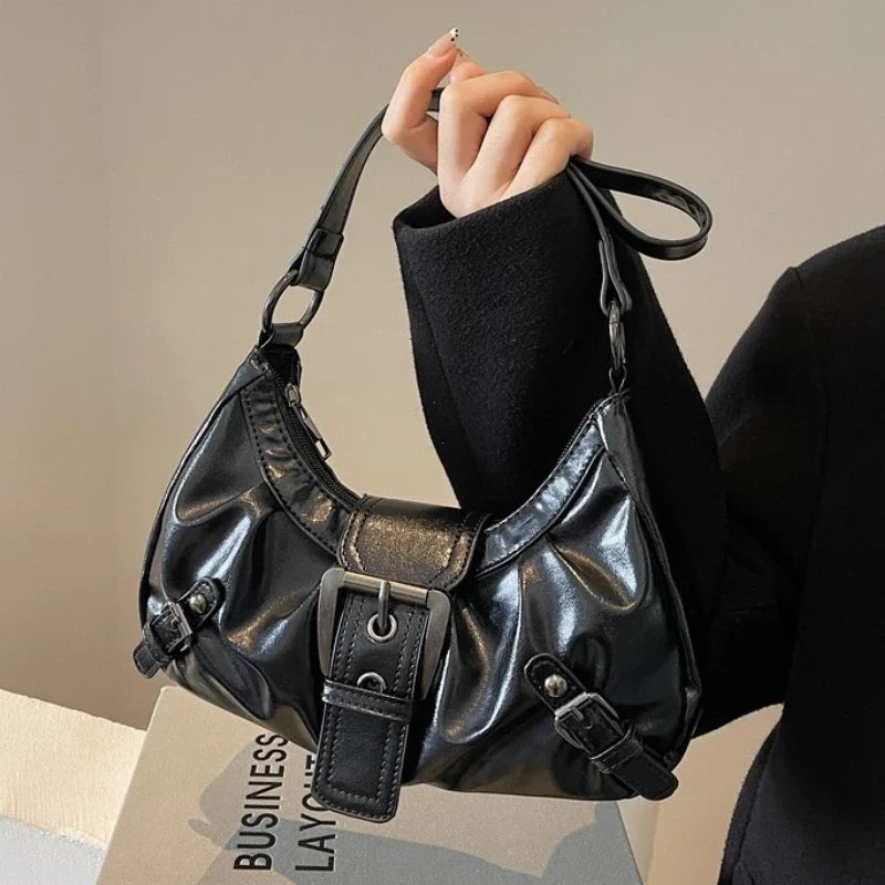 KARINA - Petit Sac à Main en Cuir Rétro noir, format compact en cuir pour téléphone, porte-cartes, clés et rouge à lèvres