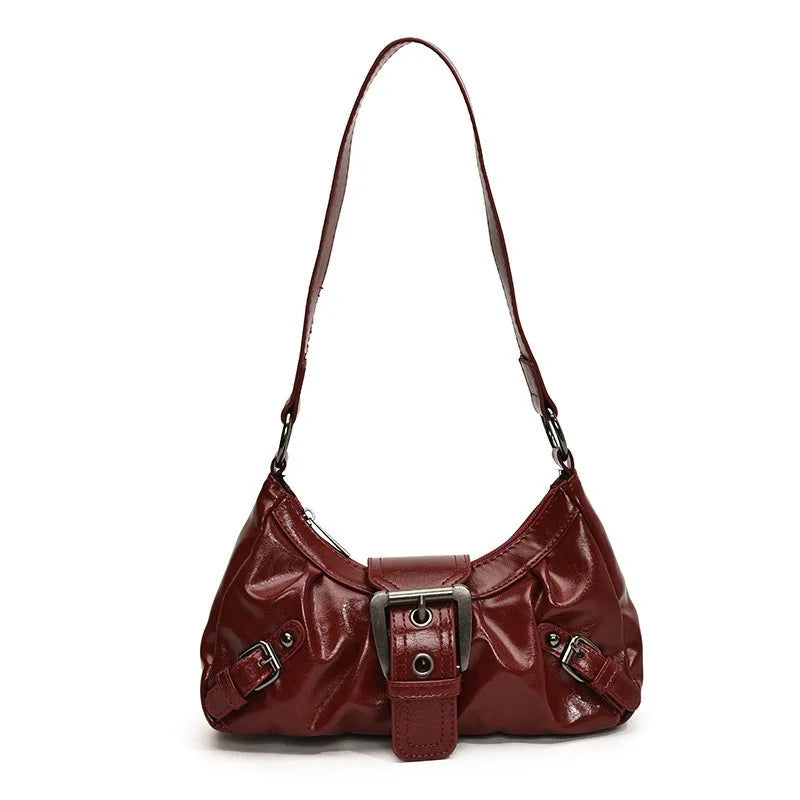 KARINA - Petit Sac à Main en Cuir Rétro rouge, format compact en cuir pour téléphone, porte-cartes, clés et rouge à lèvres