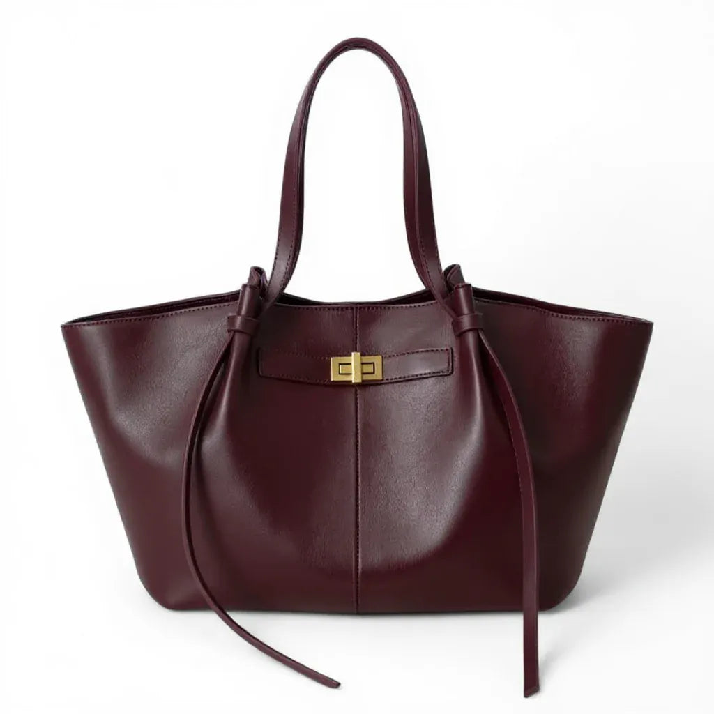 KATALEÏA - Sac à Main de Cours en Cuir Élégant Grande Capacité Bordeaux