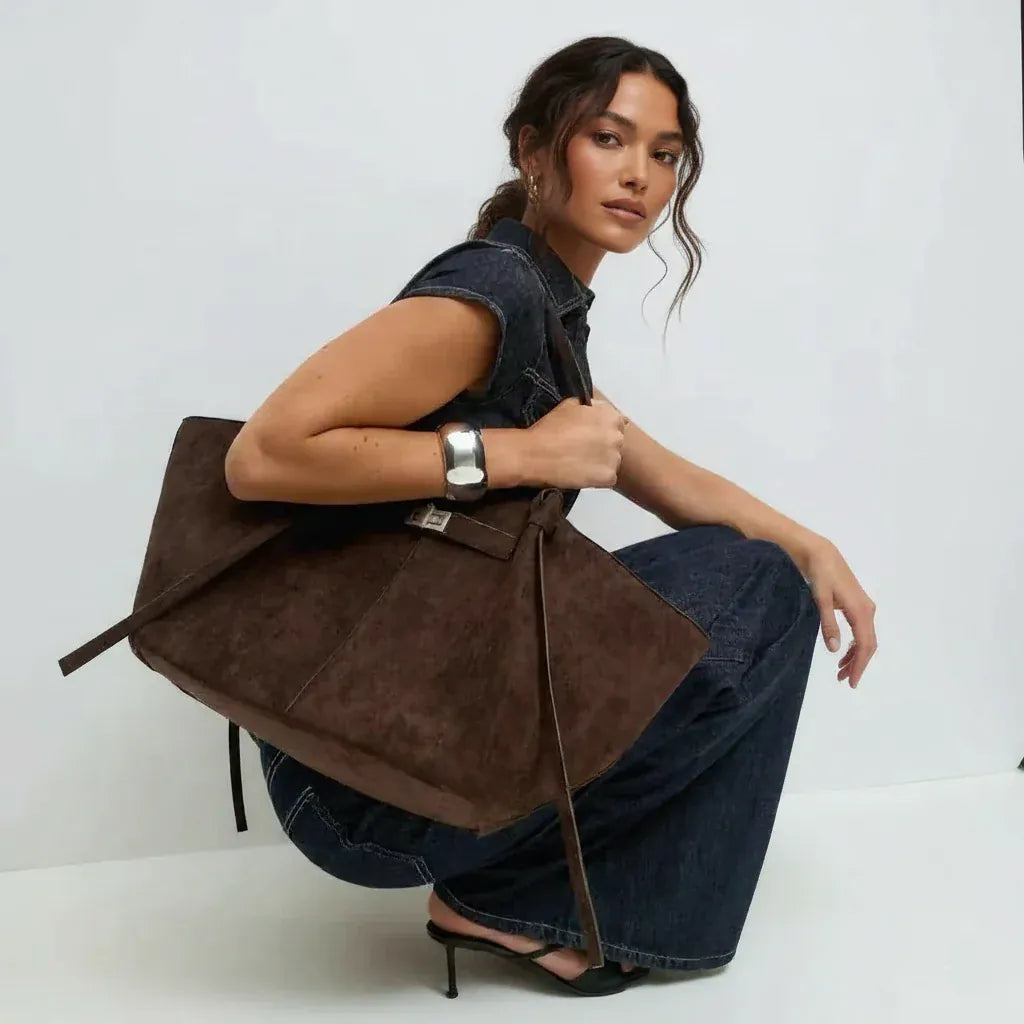 KATALEÏA - Sac à Main de Cours en Daim Élégant Grande Capacité