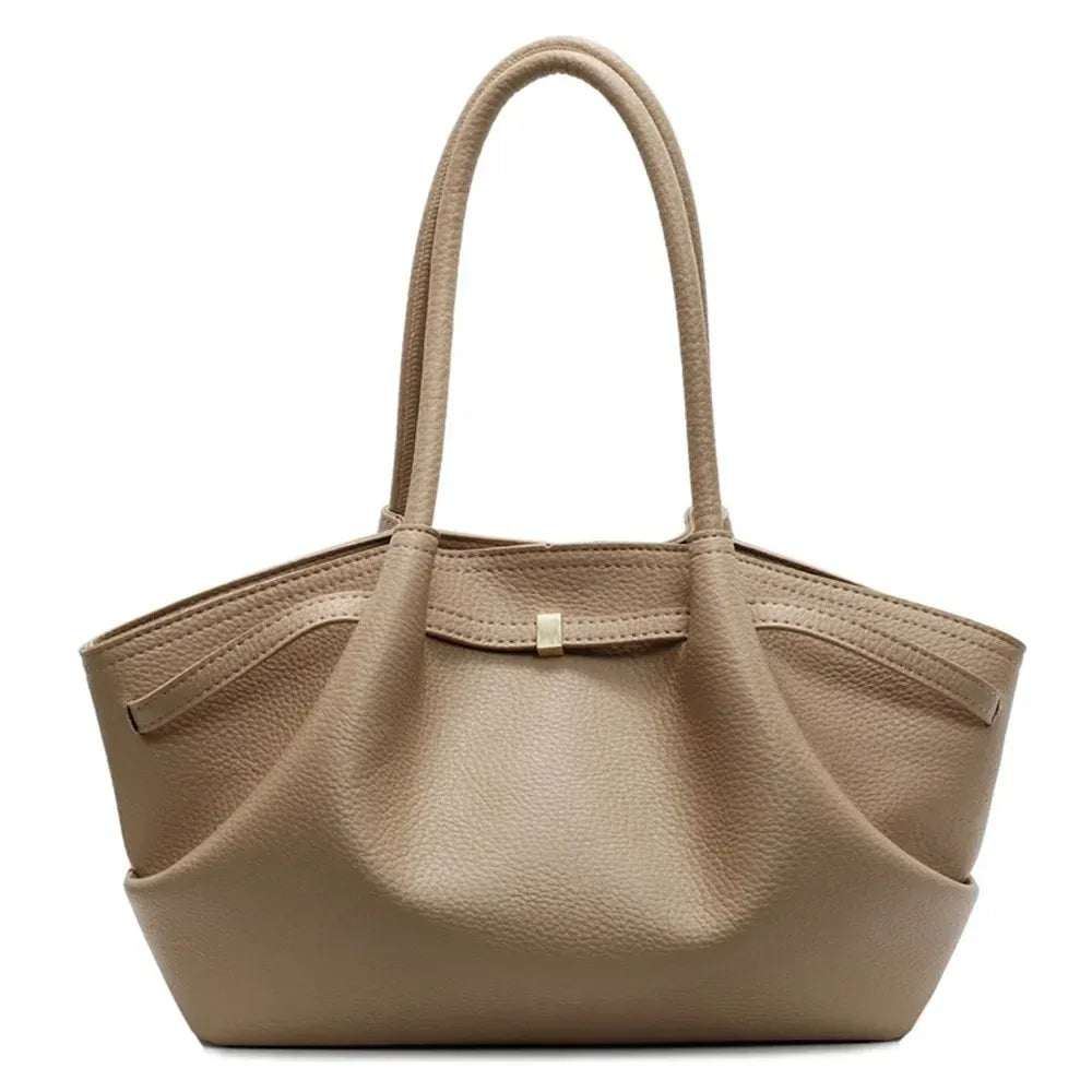 LANAE - Sac Cabas Cuir Grainé Tendance Femme BEIGE, grand format pour ordinateur 15 pouces et documents A4