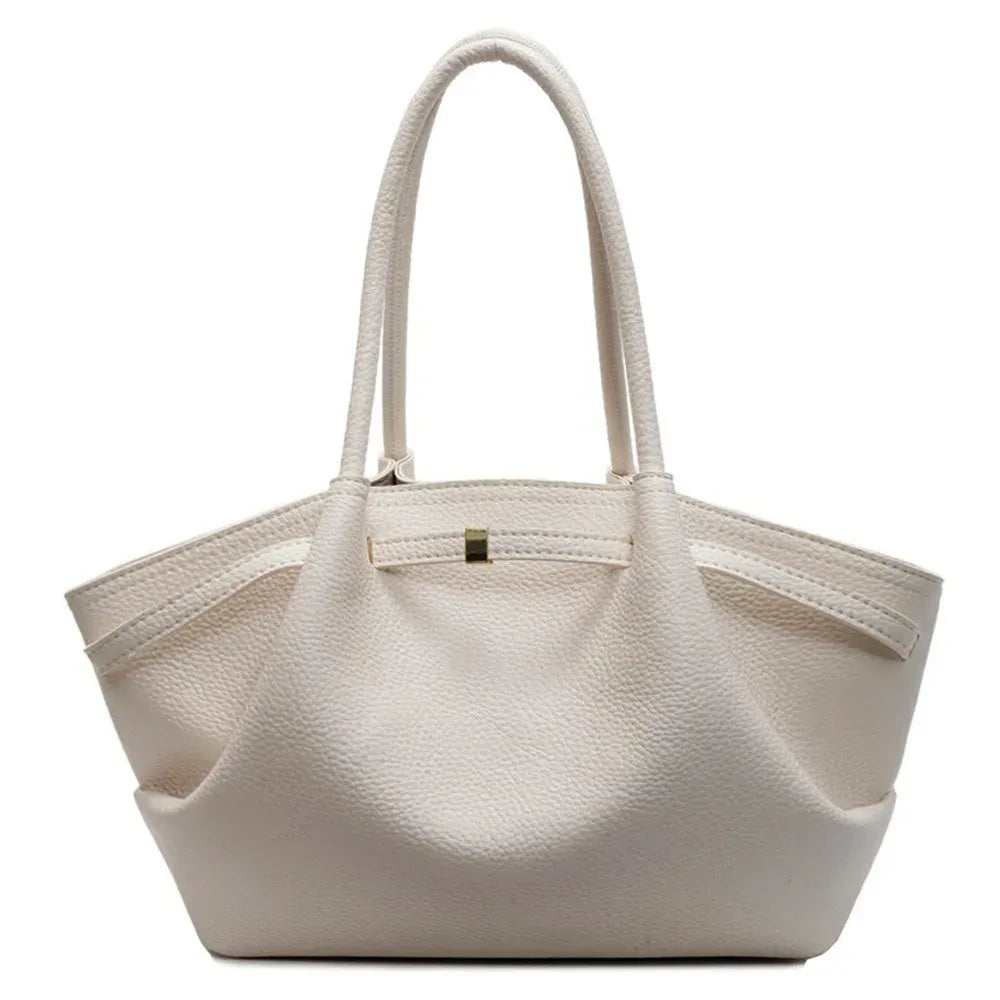 LANAE - Sac Cabas Cuir Grainé Tendance Femme BLANC, grand format pour ordinateur 15 pouces et documents A4