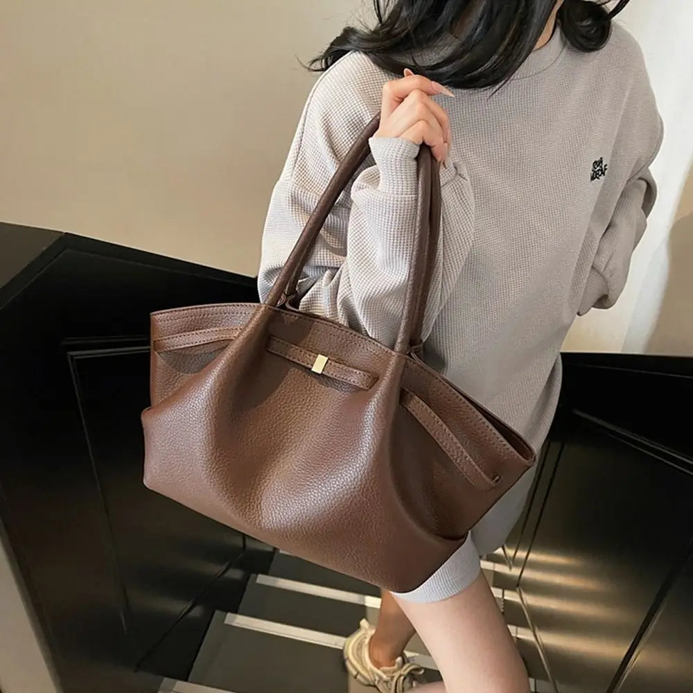 LANAE - Sac Cabas Cuir Grainé Tendance Femme, grand format pour ordinateur 15 pouces et documents A4