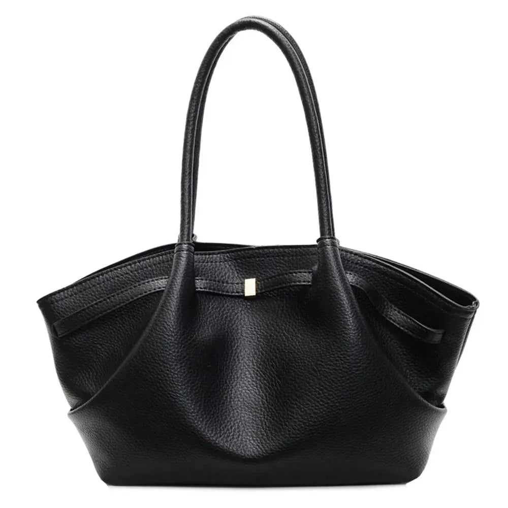 LANAE - Sac Cabas Cuir Grainé Tendance Femme NOIR grand format pour ordinateur 15 pouces et documents A4