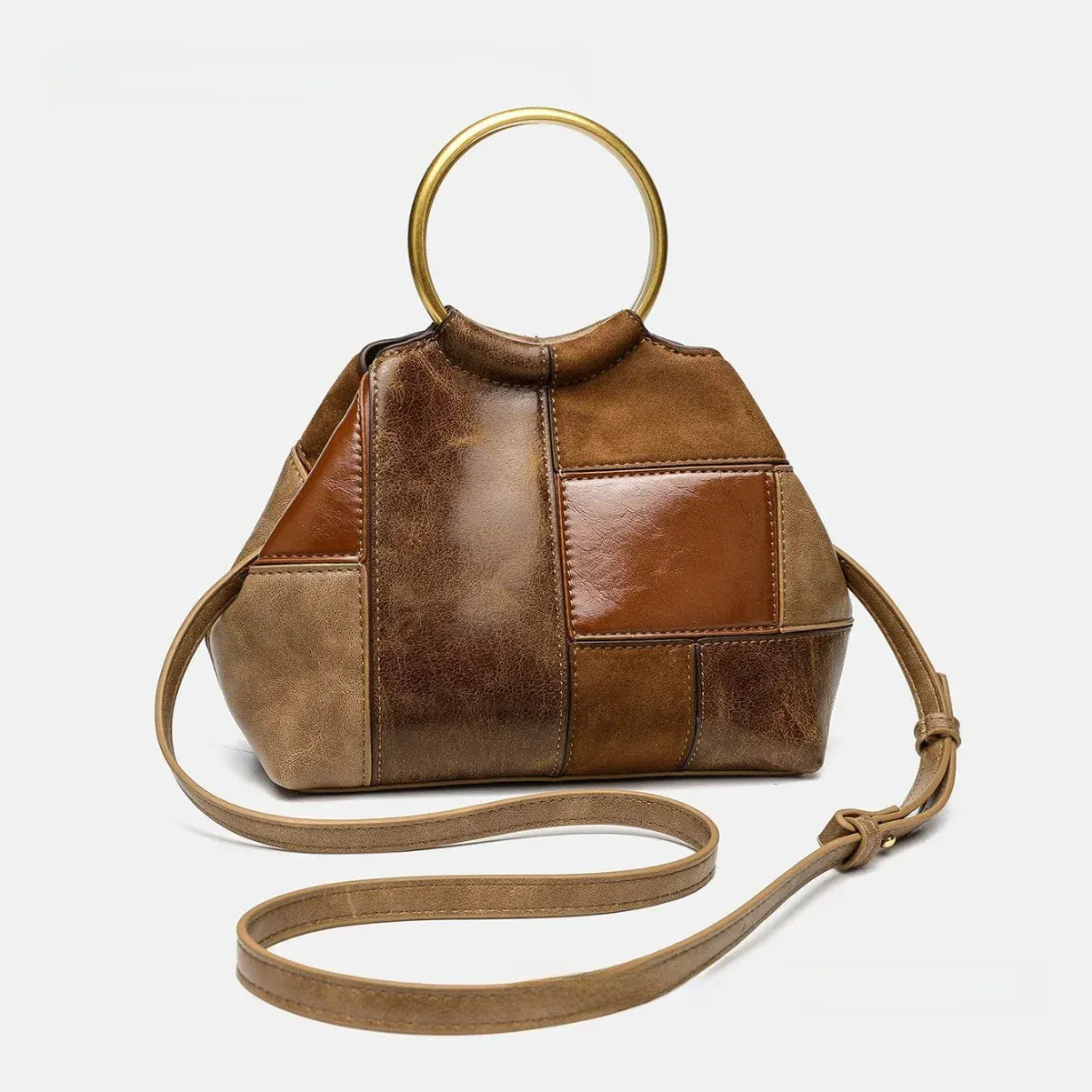 Léona – Sac à Main de Cours Femme en Cuir Patchwork