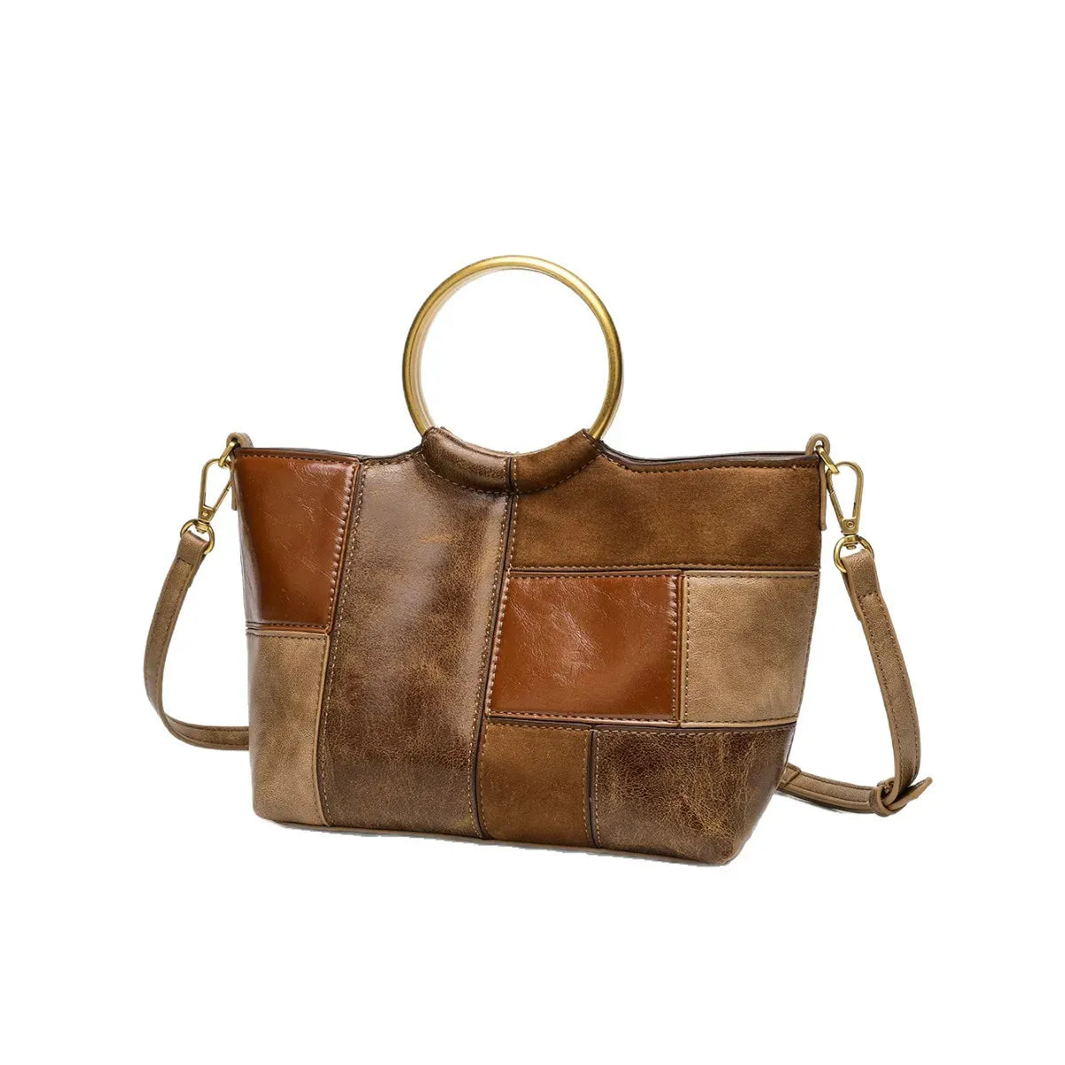 Léona – Sac à Main de Cours Femme en Cuir Patchwork