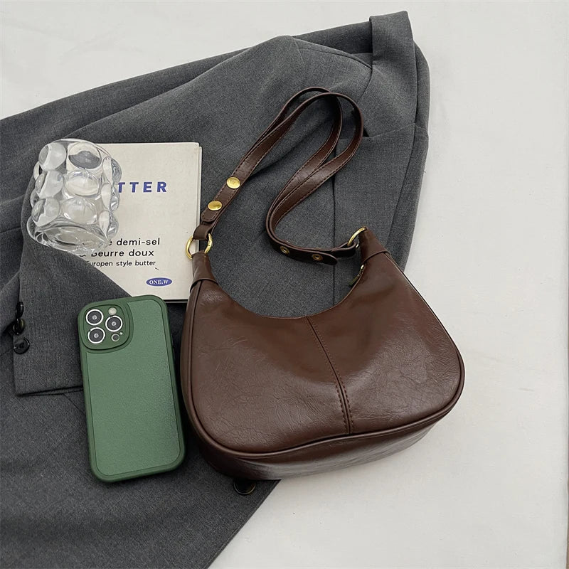 Lila - Petit Sac à Main en Cuir Élégant, couleur café, sac femme chic et raffiné au design épuré, idéal pour le quotidien, le bureau et les sorties, modèle
