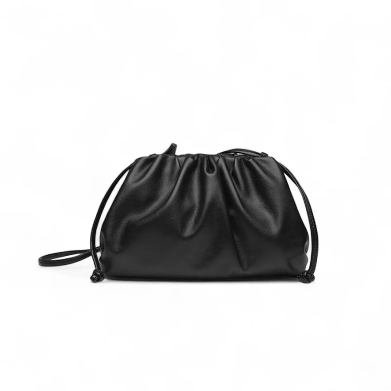 Lina - Petit Sac à Main en Cuir Souple à Bandoulière, petit sac femme chic et compact, idéal pour les sorties et le quotidien, couleur noir