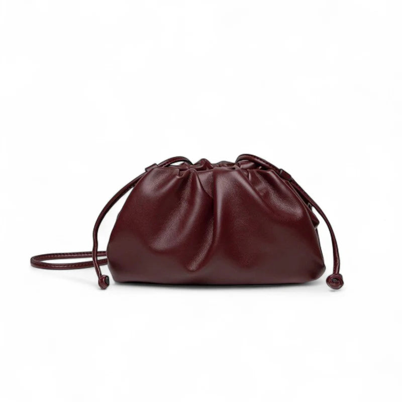Lina - Petit Sac à Main en Cuir Souple à Bandoulière, petit sac femme chic et compact, idéal pour les sorties et le quotidien, couleur bordeaux