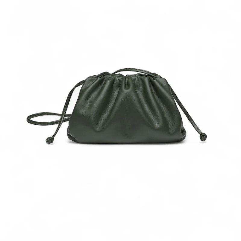 Lina - Petit Sac à Main en Cuir Souple à Bandoulière, petit sac femme chic et compact, idéal pour les sorties et le quotidien, couleur vert