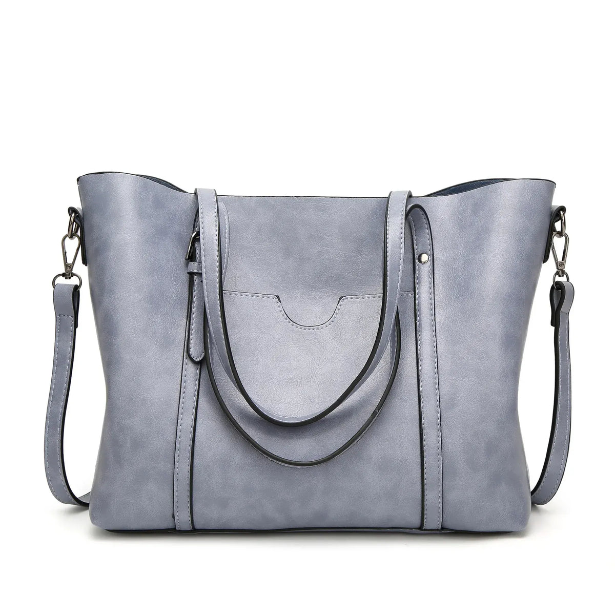 Liv - Grand Sac à Main Cabas Femme en Cuir Vegan bleu ciel pour Ordinateur 15 Pouces, Documents et Essentiels