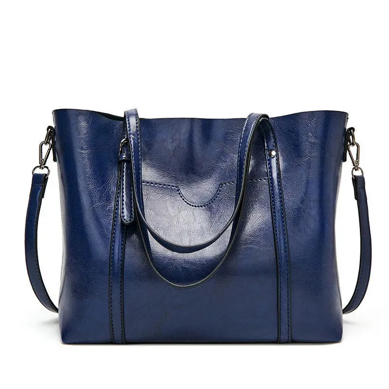 Liv - Grand Sac à Main Cabas Femme en Cuir Vegan bleu pour Ordinateur 15 Pouces, Documents et Essentiels