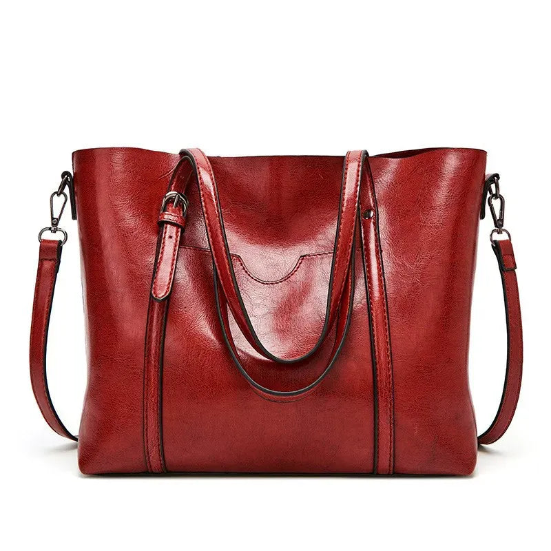 Liv - Grand Sac à Main Cabas Femme en Cuir Vegan rouge pour Ordinateur 15 Pouces, Documents et Essentiels