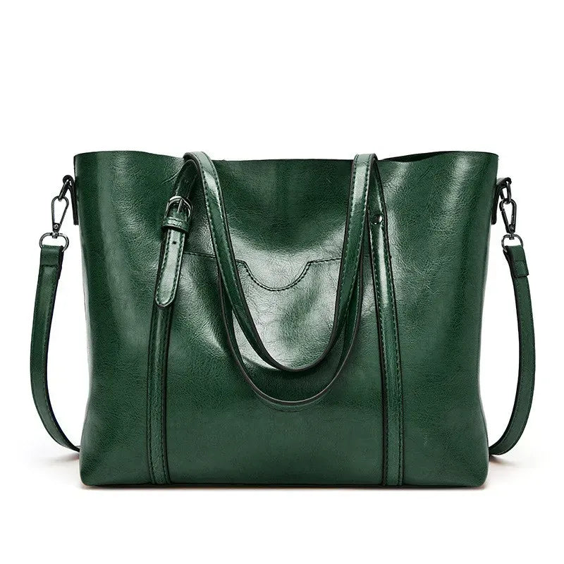 Liv - Grand Sac à Main Cabas Femme en Cuir Vegan vert pour Ordinateur 15 Pouces, Documents et Essentiels