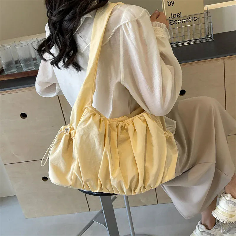LOUISA - Sac à Main en Tissu à Fermeture Éclair Femme, format pratique pour téléphone, portefeuille, maquillage et essentiels, couleur jaune, porté épaule