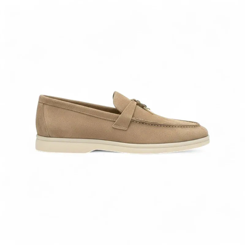 Lucia mocassin daim femme beige plat, chic et confortable avec sa semelle souple