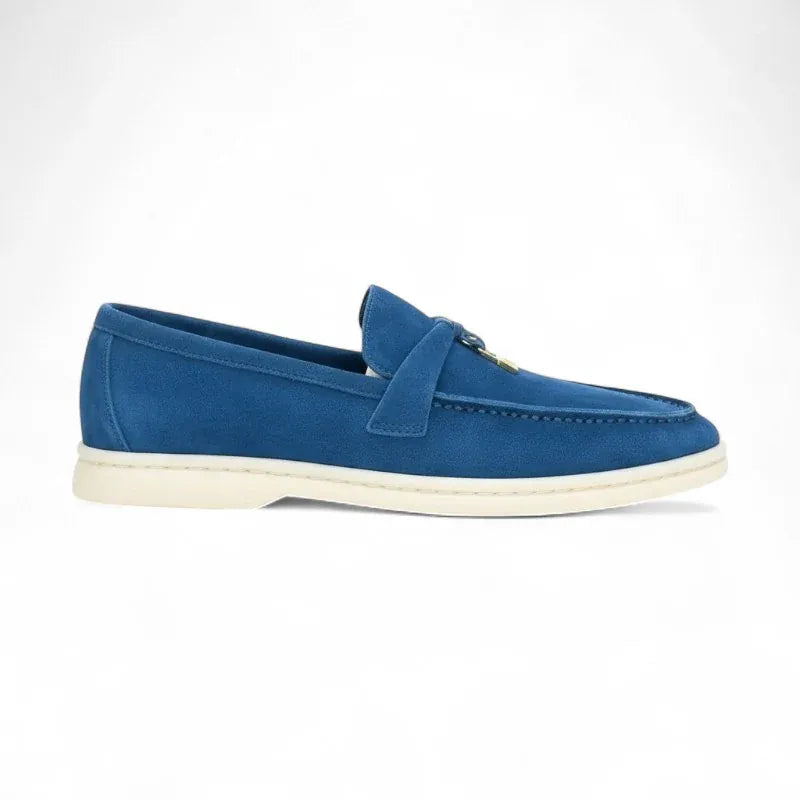 Lucia mocassin daim femme bleu plat, chic et confortable avec sa semelle souple