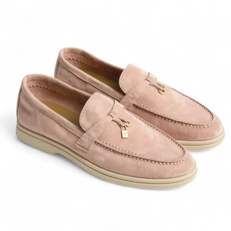 Lucia mocassin daim femme rose plat, chic et confortable avec sa semelle souple