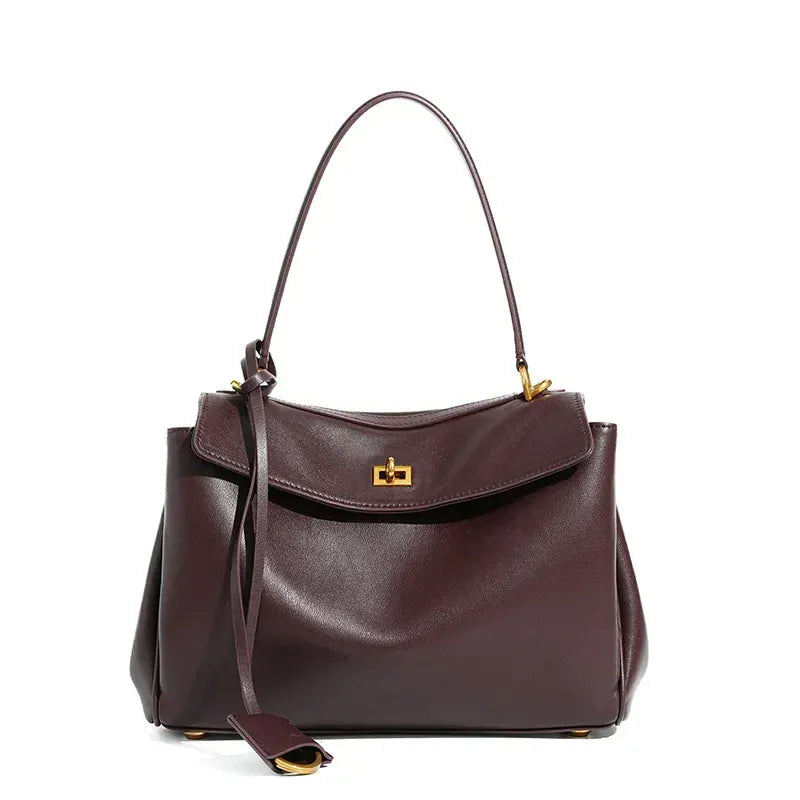 MAE - Sac à Main en Cuir Lisse Fermoir doré