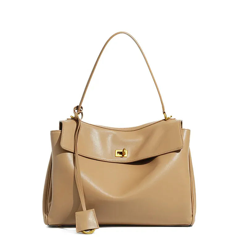 MAE - Sac à Main en Cuir Lisse Fermoir doré
