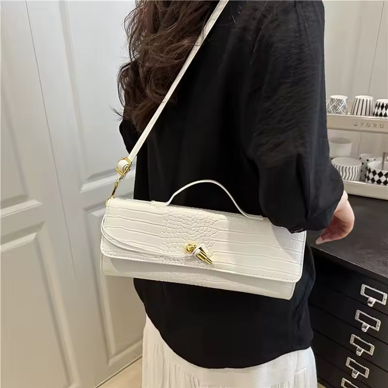 Maelys - Sac à Main Femme Effet Peau de Serpent avec Bandoulière blanc, petit sac chic au motif serpent et au format compact