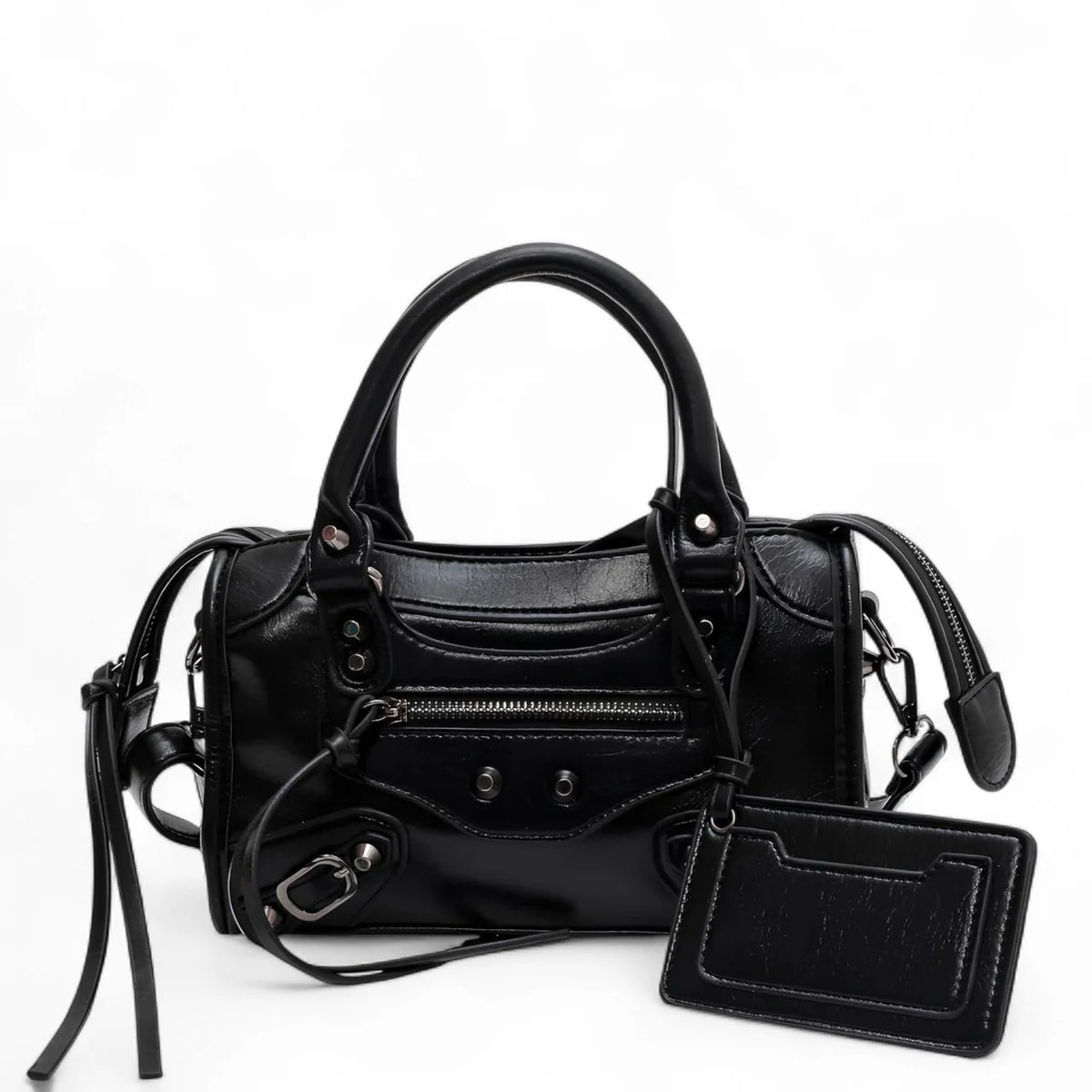 MEL - Petit Sac à Main Rétro en Cuir noir emportez l’essentiel dans un format chic et compact