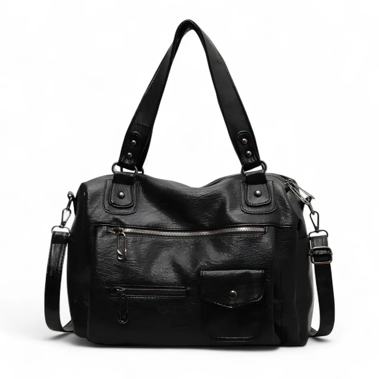 MELINA - Sac à Main Bandoulière Femme en Cuir Généreux noir