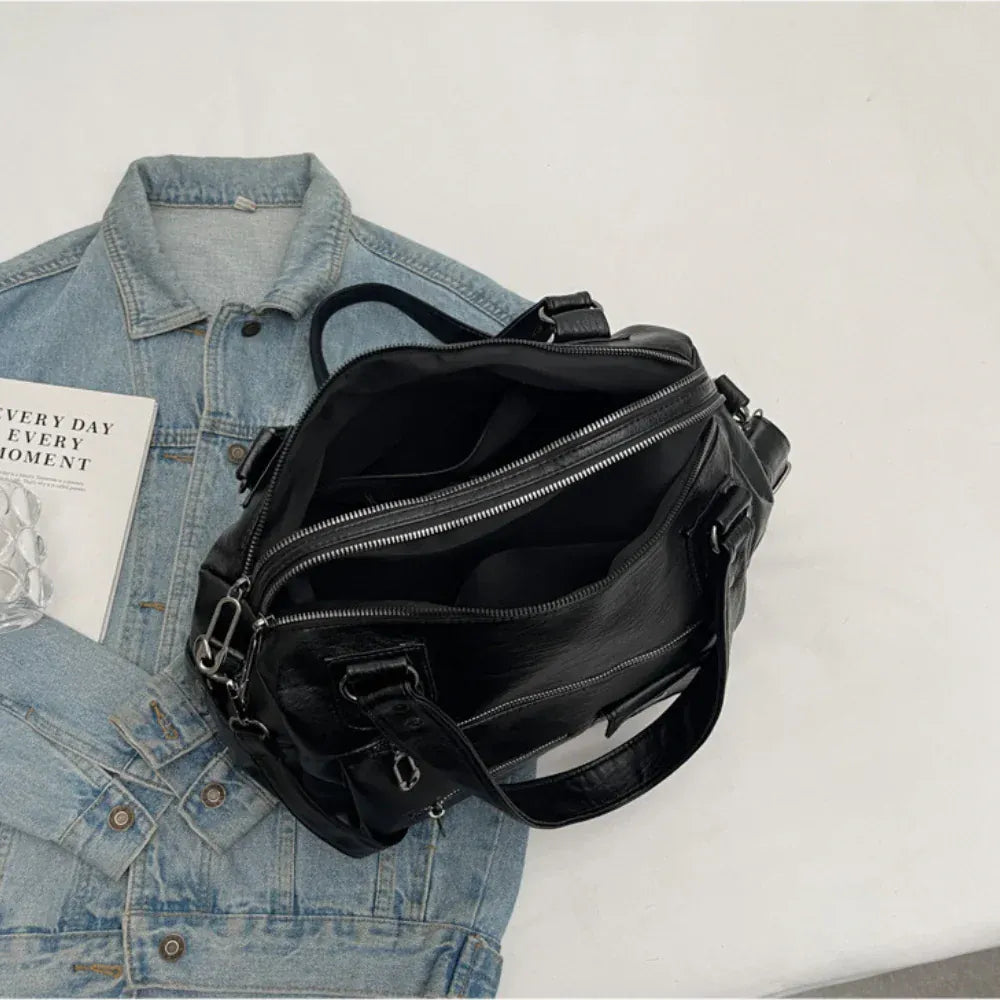 MELINA - Sac à Main Bandoulière Femme en Cuir Généreux noir