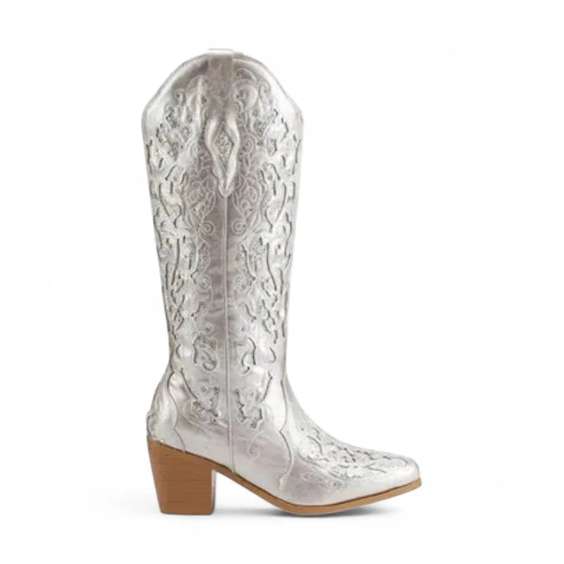 Mony - Santiag Cowboy Rétro pour Femme avec Cristaux Scintillants