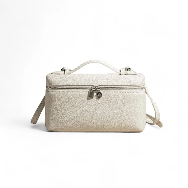 Mua - Petit Sac à Main en Cuir Grainé, petit sac femme élégant au design minimaliste et à la texture grainée, couleur blanc