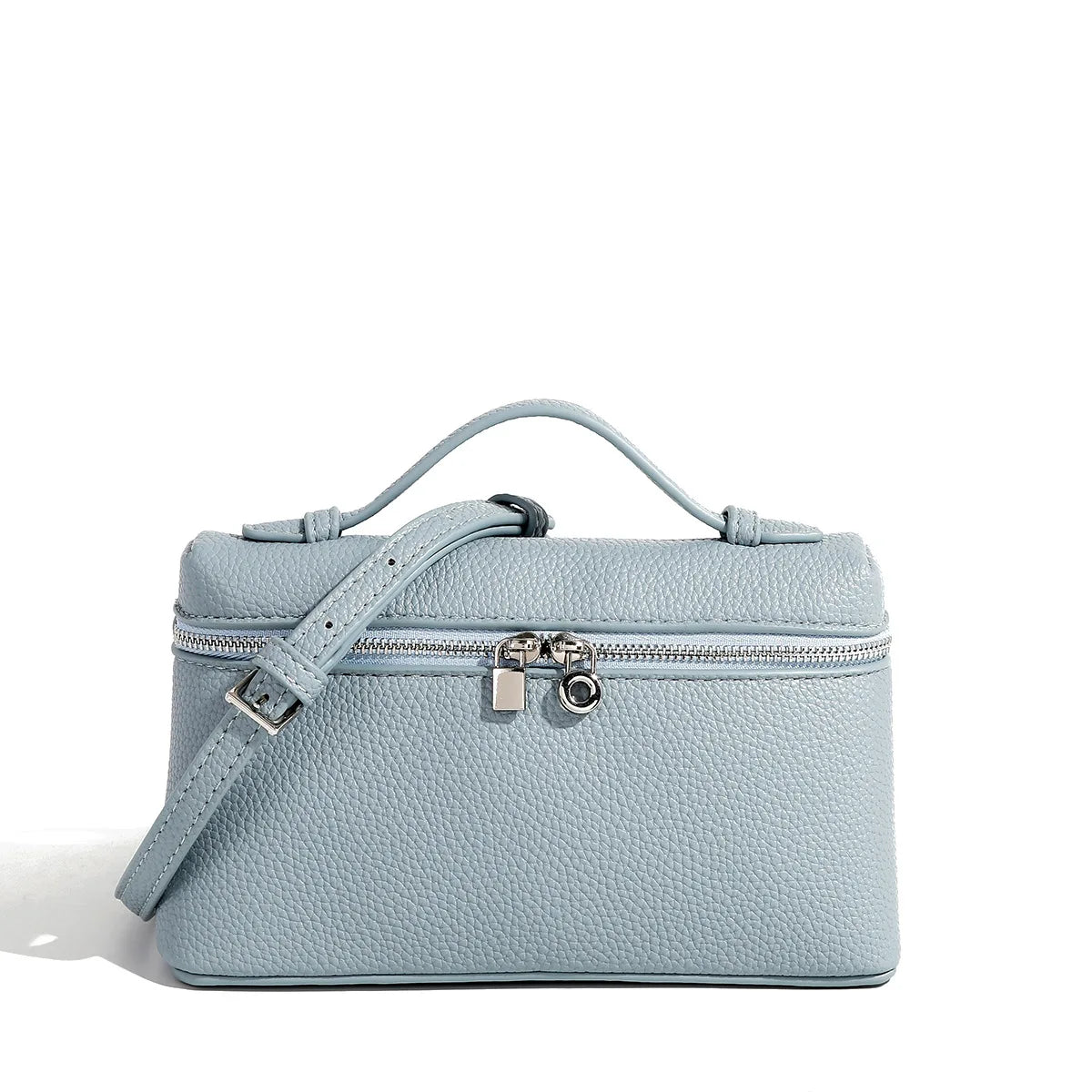 Mua - Petit Sac à Main en Cuir Grainé, petit sac femme élégant au design minimaliste et à la texture grainée, couleur bleu