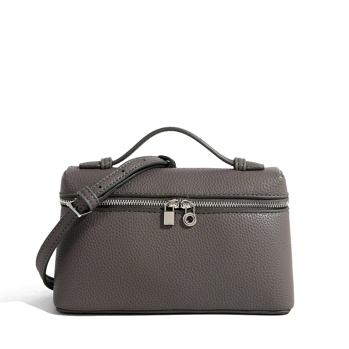 Mua - Petit Sac à Main en Cuir Grainé, petit sac femme élégant au design minimaliste et à la texture grainée, couleur gris