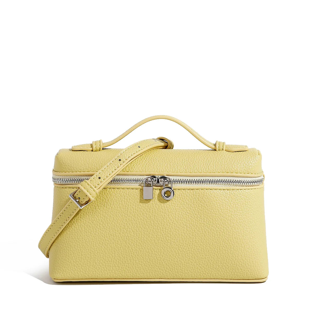 Mua - Petit Sac à Main en Cuir Grainé, petit sac femme élégant au design minimaliste et à la texture grainée, couleur jaune