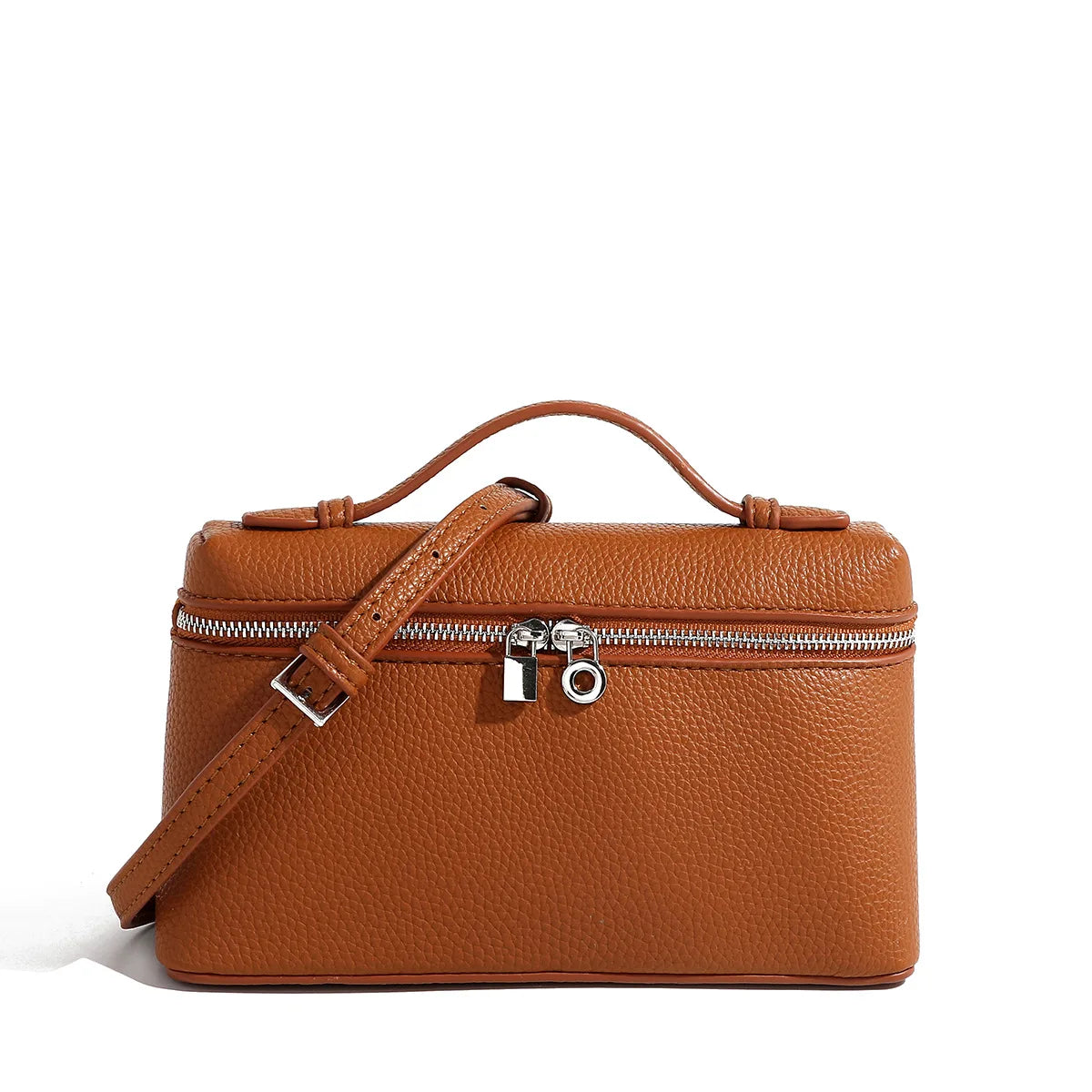 Mua - Petit Sac à Main en Cuir Grainé, petit sac femme élégant au design minimaliste et à la texture grainée, couleur marron