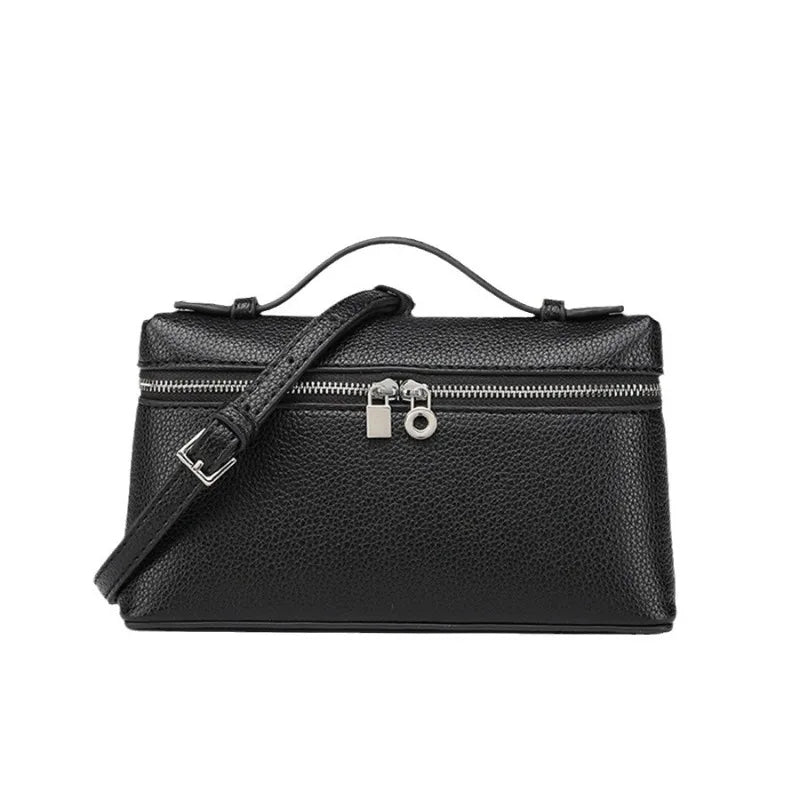 Mua - Petit Sac à Main en Cuir Grainé, petit sac femme élégant au design minimaliste et à la texture grainée, couleur noir