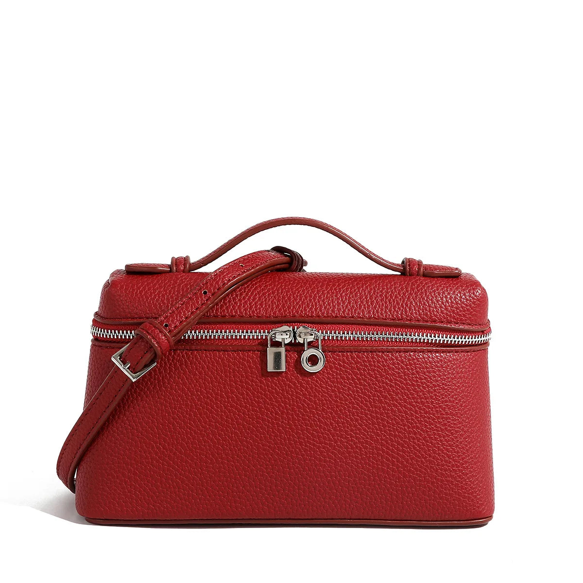 Mua - Petit Sac à Main en Cuir Grainé, petit sac femme élégant au design minimaliste et à la texture grainée, couleur rouge