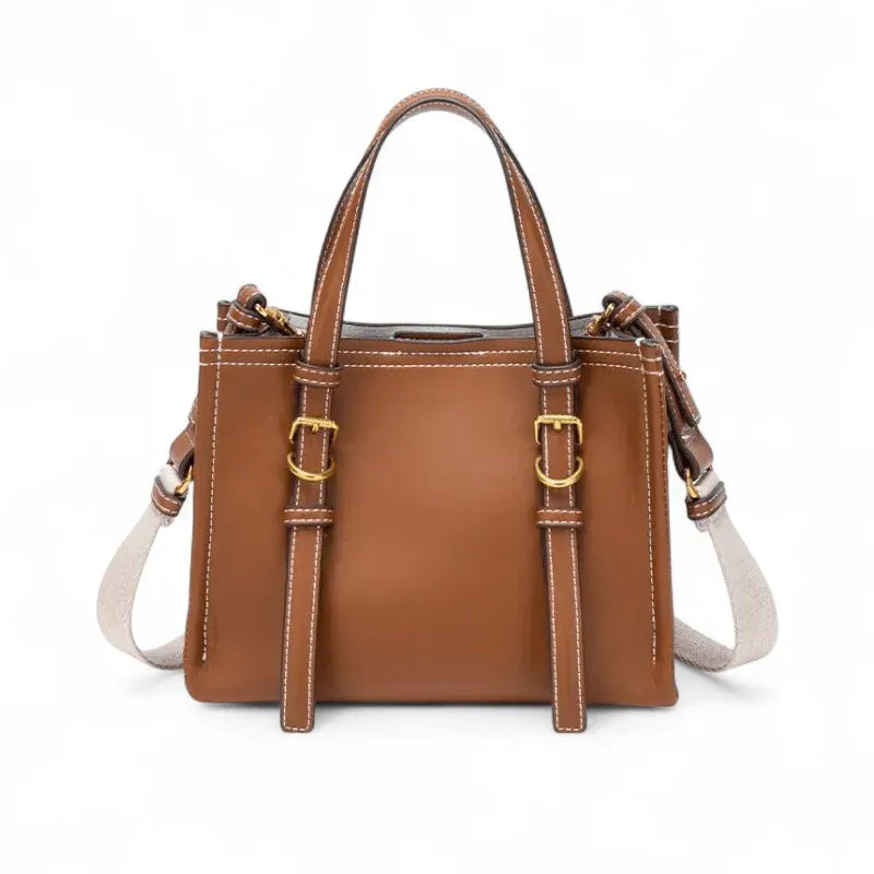 NATHY - Petit Sac à Main de Cours en Bandoulière Femme, format compact pour téléphone, portefeuille, clés et essentiels couleur marron vue de face