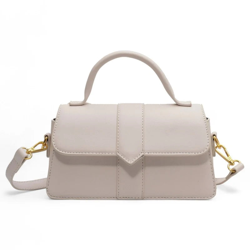 Olivia - Petit Sac à Main en Cuir Lisse Blanc, petit sac femme élégant et minimaliste au format compact, idéal pour les sorties et le quotidien