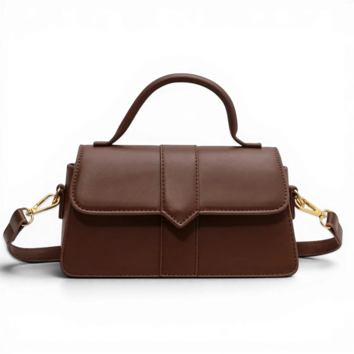 Olivia - Petit Sac à Main en Cuir Lisse marron, petit sac femme élégant et minimaliste au format compact, idéal pour les sorties et le quotidien