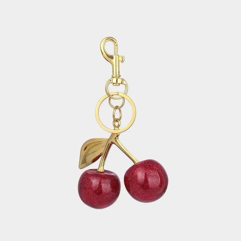 Porte-clé femme en métal forme cerise, charm bijou de sac à main et sac à dos, coloré et élégant
