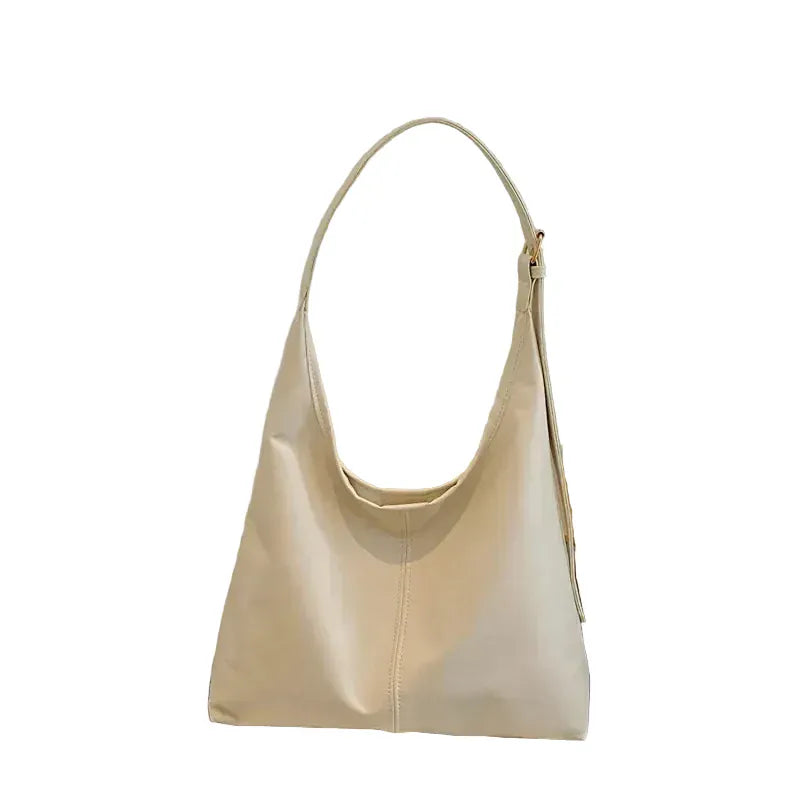 RAKEL - Sac Hobo en Cuir Femme Blanc Souple et Grande Capacité pour Ordinateur, Cahiers et Essentiels