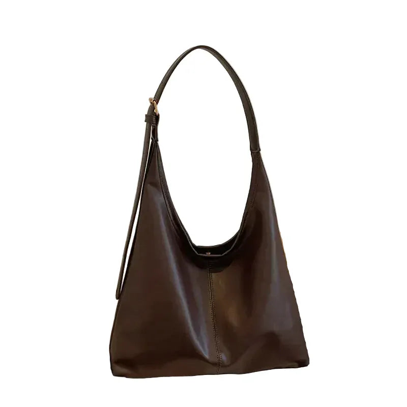 RAKEL - Sac Hobo en Cuir Femme Marron Foncé Souple et Grande Capacité pour Ordinateur, Cahiers et Essentiels