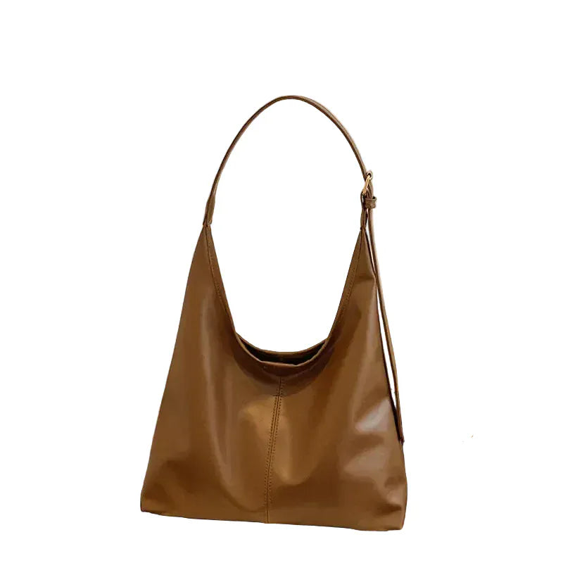 RAKEL - Sac Hobo en Cuir Femme Marron Souple et Grande Capacité pour Ordinateur, Cahiers et Essentiels