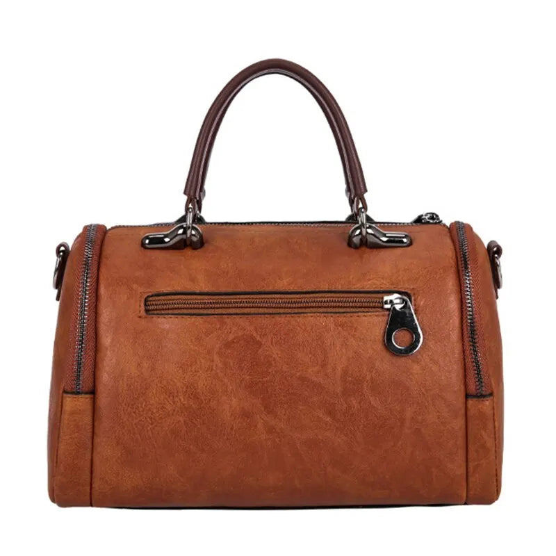RAYA - Sac à Main Spacieux en Cuir Souple avec Sangle et Fermeture Eclair