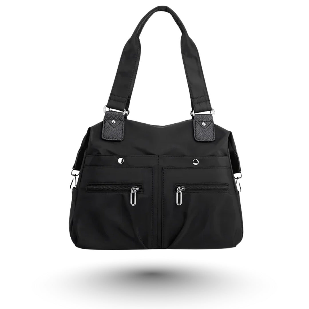 ROMY – Sac multi-poches noir, tendance et fonctionnel, parfait pour étudiantes et professionnelles.