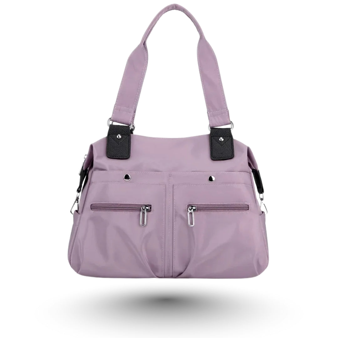 ROMY – Sac multi-poches violet tendance et fonctionnel, parfait pour étudiantes et professionnelles.